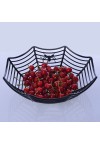 Plastic Spider Web Fruit Candy Basket Bowl Halloween Party Decor Black