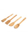 Five-piece Bamboo Kitchen Tools Spoon/Fork/Solid Spatula/Curved Spatula/Holder