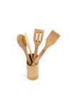 Five-piece Bamboo Kitchen Tools Spoon/Fork/Solid Spatula/Curved Spatula/Holder